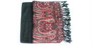 Pashmina sort med mønster, halstørklæde, tørklæde, sjal, dug, tæppe. Fås hos Love UR Home.